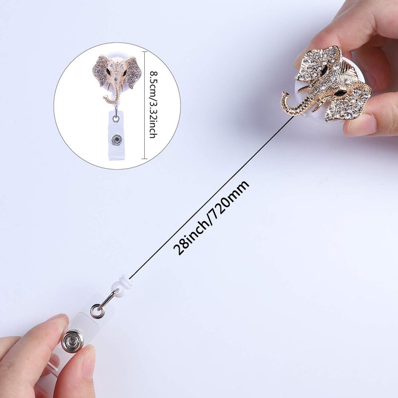 Soleebee 28'' Retractable Badge Reel, Nurse ID Badge Holder with Belt Clip (Elephant) - Image 3